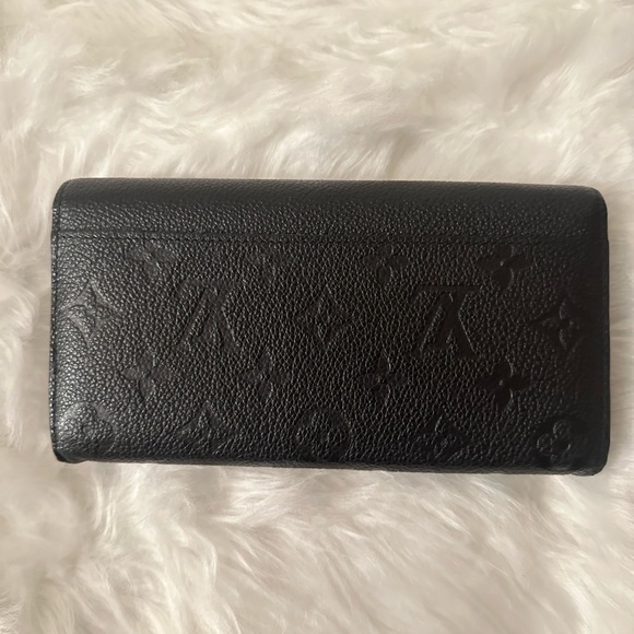 💯 Authentic Louis Vuitton Black Monogram Empreinte Leather Sarah Wallet - Picture 4 of 14